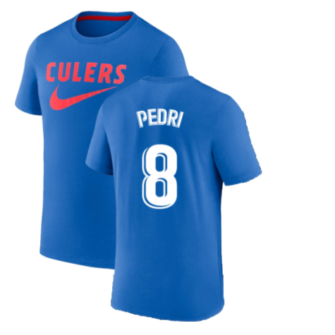 2022-2023 Barcelona Swoosh Club Tee (Blue) (PEDRI 8)