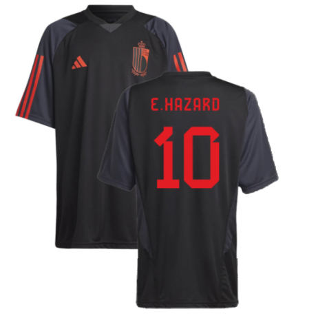 2022-2023 Belgium Training Jersey (Black) - Kids (E HAZARD 10)