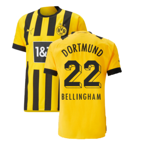 2022-2023 Borussia Dortmund Authentic Home Shirt (BELLINGHAM 22)