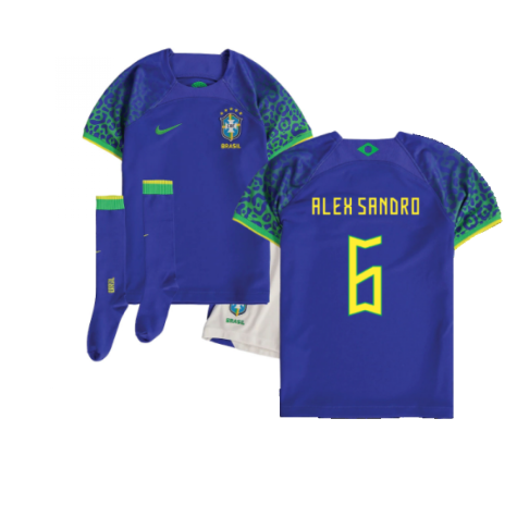 2022-2023 Brazil Away Little Boys Mini Kit (Alex Sandro 6)