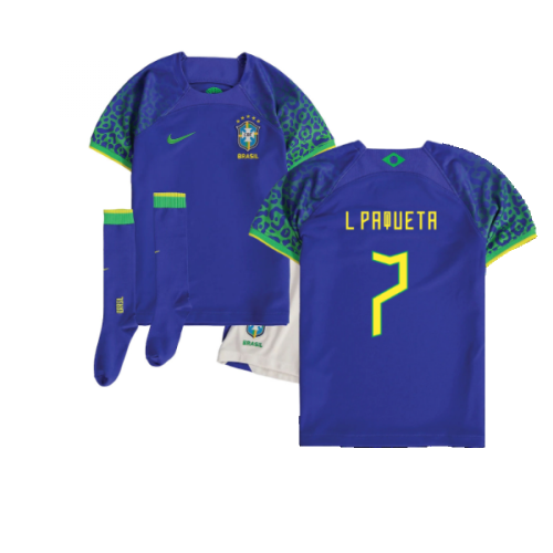 2022-2023 Brazil Away Little Boys Mini Kit (L Paqueta 7)