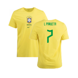 2022-2023 Brazil Crest Tee (Yellow) (L Paqueta 7) 2022-2023 Brazil Crest Tee (Yellow) (L Paqueta 7)