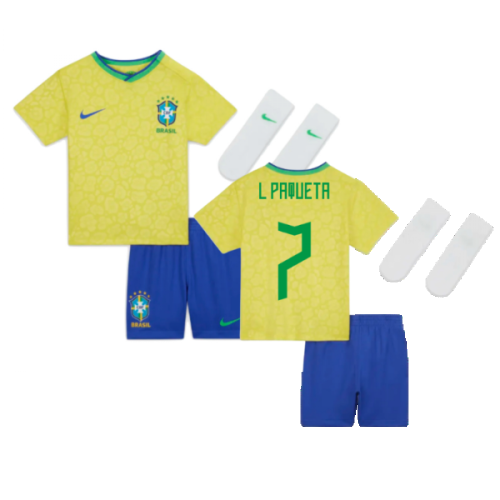 2022-2023 Brazil Home Little Boys Mini Kit (L Paqueta 7)