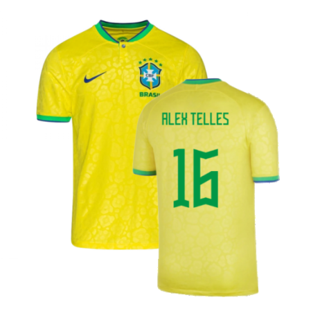 2022-2023 Brazil Little Boys Home Shirt (Alex Telles 16)