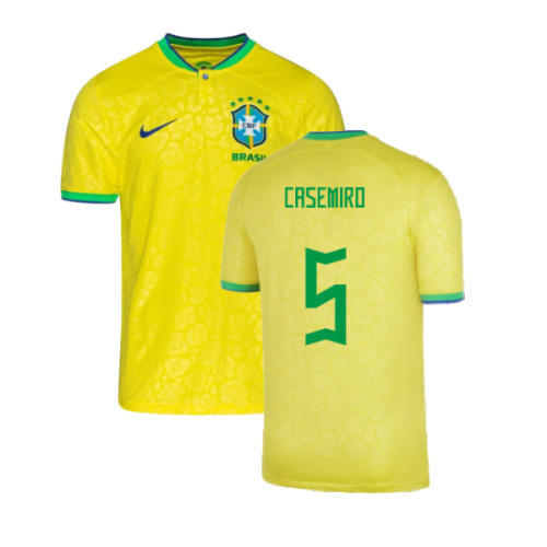 2022-2023 Brazil Little Boys Home Shirt (Casemiro 5)