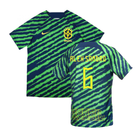 2022-2023 Brazil Pre-Match Football Shirt (Green) (Alex Sandro 6)