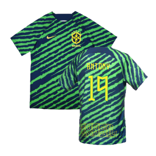 2022-2023 Brazil Pre-Match Football Shirt (Green) (Antony 19)