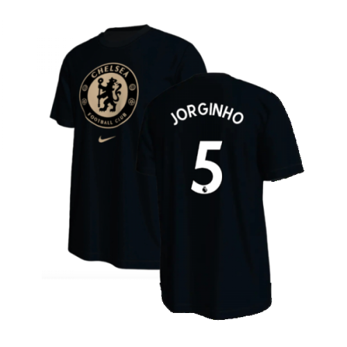 2022-2023 Chelsea Crest Tee (Black) (JORGINHO 5)