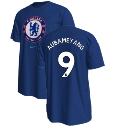 2022-2023 Chelsea Crest Tee (Blue) (AUBAMEYANG 9)