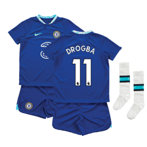 2022-2023 Chelsea Little Boys Home Mini Kit (DROGBA 11)