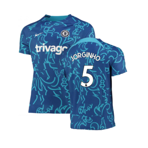 2022-2023 Chelsea Pre-Match Training Shirt (Blue) (JORGINHO 5)