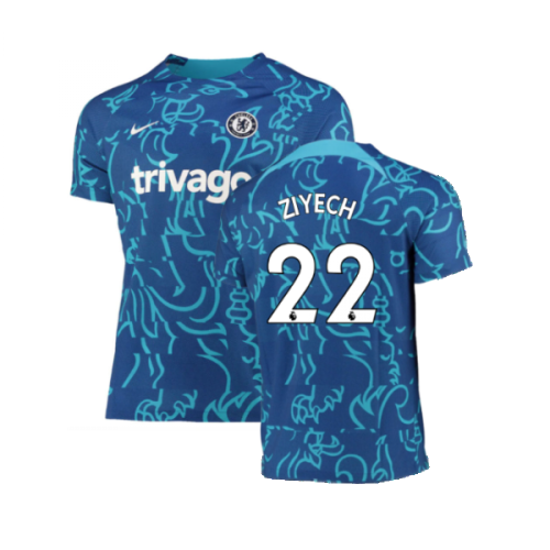 2022-2023 Chelsea Pre-Match Training Shirt (Blue) (ZIYECH 22)