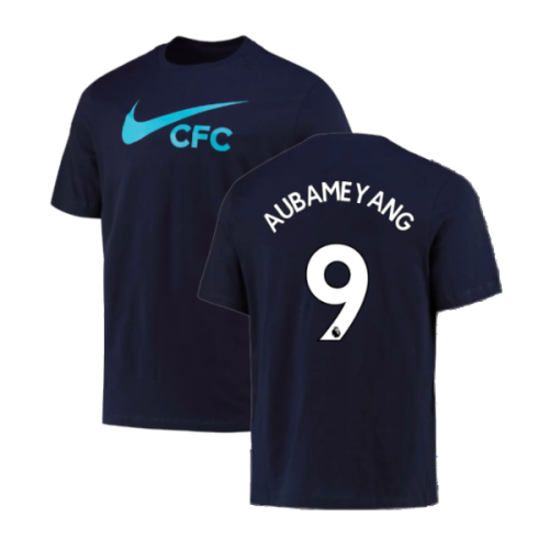 2022-2023 Chelsea Swoosh Tee (Navy) (AUBAMEYANG 9)