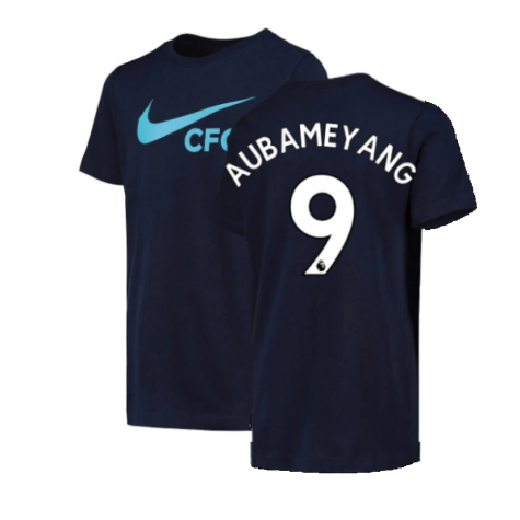 2022-2023 Chelsea Swoosh Tee (Navy) - Kids (AUBAMEYANG 9)