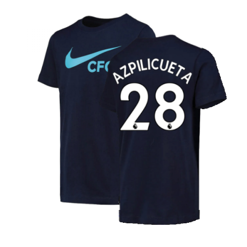 2022-2023 Chelsea Swoosh Tee (Navy) - Kids (AZPILICUETA 28)