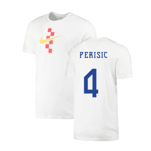 2022-2023 Croatia Swoosh T-Shirt - White (Kids) (Perisic 4)