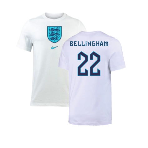 2022-2023 England Crest Tee (White) (Bellingham 22)