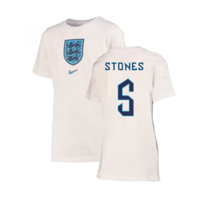 2022-2023 England Crest Tee (White) - Kids (Stones 5)