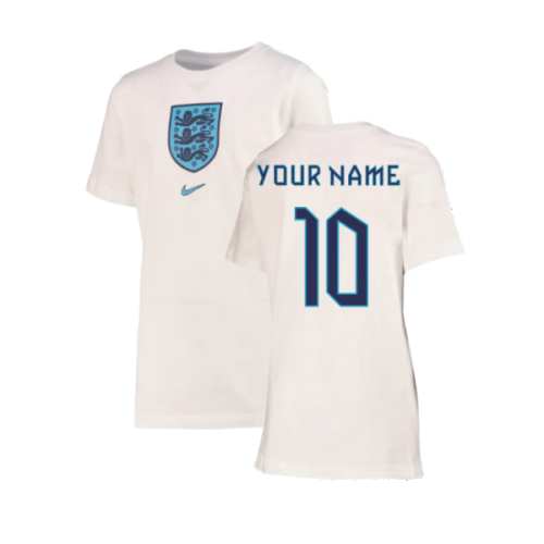 2022-2023 England Crest Tee (White) - Kids (Your Name)