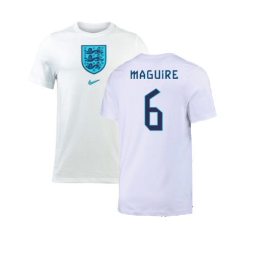 2022-2023 England Crest Tee (White) (Maguire 6)