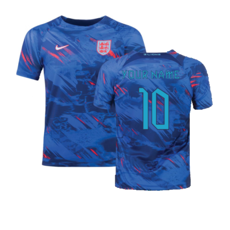 2022-2023 England Pre-Match Training Shirt (Blue) (Your Name)