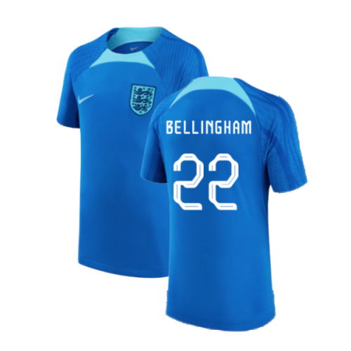 2022-2023 England Strike Training Shirt (Blue) - Kids (Bellingham 22)