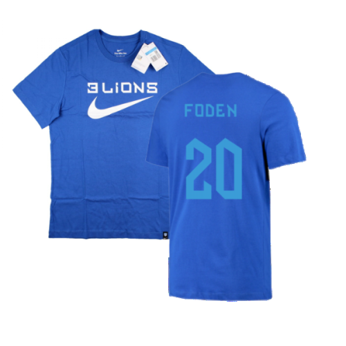 2022-2023 England Three Lions Tee (Blue) (Foden 20)