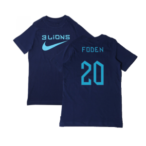 2022-2023 England Three Lions Tee (Navy) - Kids (Foden 20)