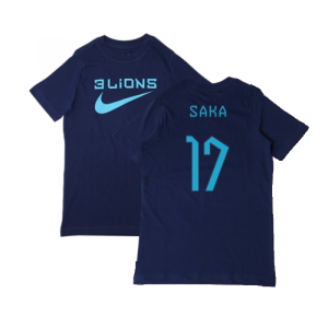 2022-2023 England Three Lions Tee (Navy) - Kids (Saka 17) 2022-2023 England Three Lions Tee (Navy) - Kids (Saka 17)