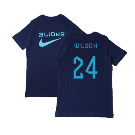 2022-2023 England Three Lions Tee (Navy) - Kids (Wilson 24)