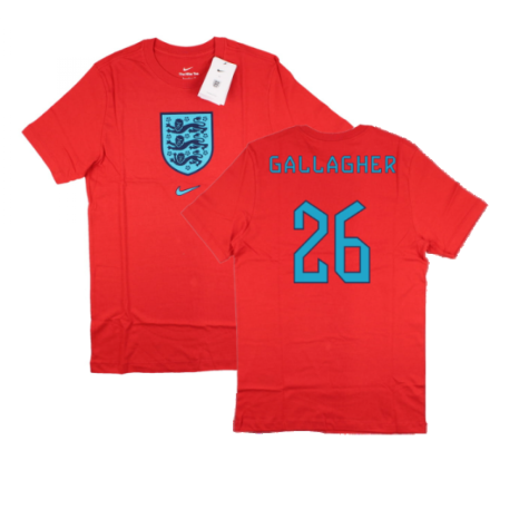 2022-2023 England World Cup Crest Tee (Red) (Gallagher 26)