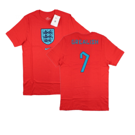 2022-2023 England World Cup Crest Tee (Red) (Grealish 7)