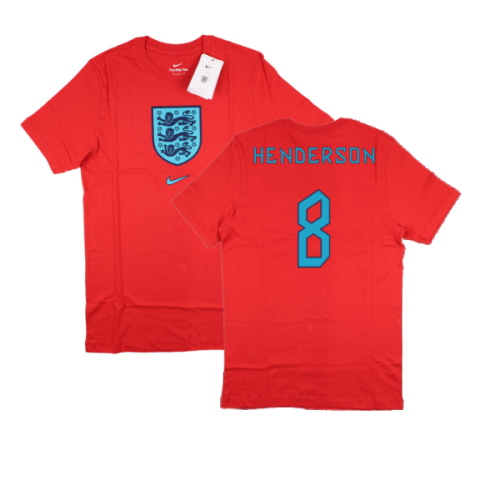 2022-2023 England World Cup Crest Tee (Red) (Henderson 8)