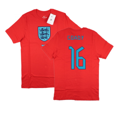 2022-2023 England World Cup Crest Tee (Red) - Kids (Coady 16)