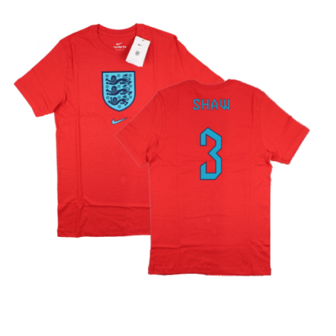 2022-2023 England World Cup Crest Tee (Red) (Shaw 3)