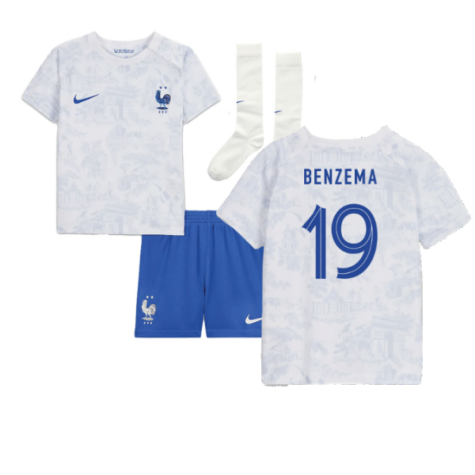 2022-2023 France Away Little Boys Mini Kit (Benzema 19)