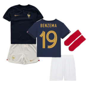 2022-2023 France Home Little Boys Mini Kit (Benzema 19)