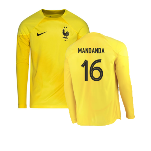 2022-2023 France LS Goalkeeper Shirt (Yellow) (Mandanda 16)