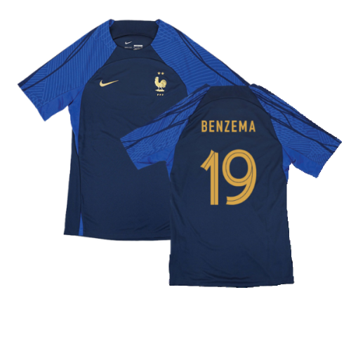 2022-2023 France Strike Dri-Fit Training Shirt (Navy) (Benzema 19)