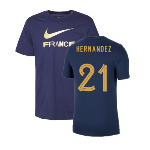 2022-2023 France Swoosh Tee (Navy) (Hernandez 21)