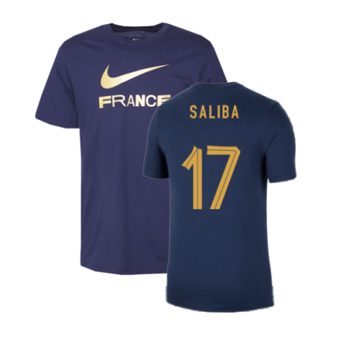 2022-2023 France Swoosh Tee (Navy) (Saliba 17)