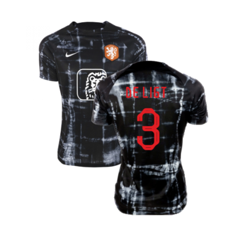 2022-2023 Holland Pre-Match Shirt (Black) - Kids (De Ligt 3)