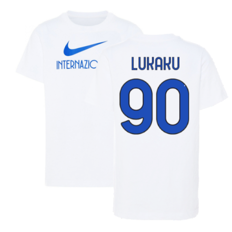 2022-2023 Inter Milan Swoosh Tee (White) - Kids (LUKAKU 90)