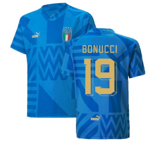 2022-2023 Italy Home Pre-Match Jersey (Blue) - Kids (BONUCCI 19)