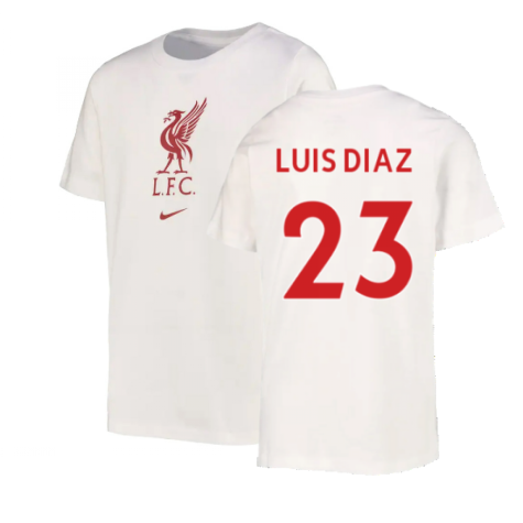 2022-2023 Liverpool Crest Tee (White) (LUIS DIAZ 23)