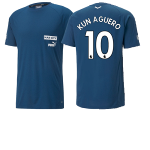 2022-2023 Man City Casuals Tee (Blue) (KUN AGUERO 10)