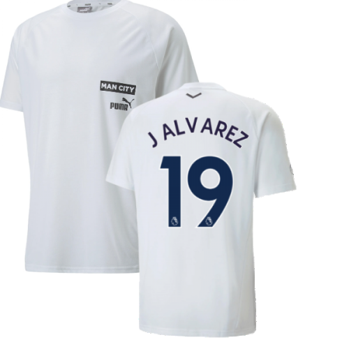 2022-2023 Man City Casuals Tee (White) (J ALVAREZ 19)