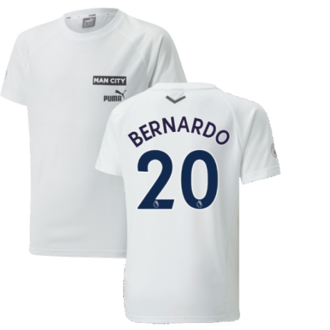 2022-2023 Man City Casuals Tee (White) - Kids (BERNARDO 20)