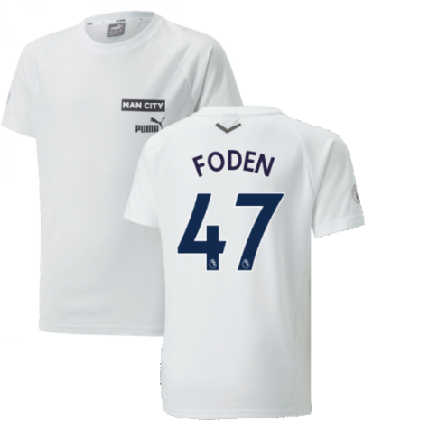 2022-2023 Man City Casuals Tee (White) - Kids (FODEN 47)