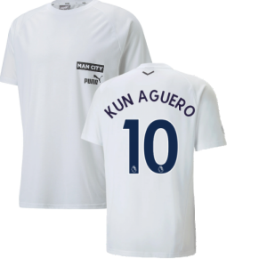 2022-2023 Man City Casuals Tee (White) (KUN AGUERO 10)